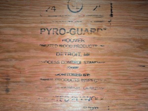 1/2  4 x 8 cdx interior fire treated (pyroguard) Plywood 